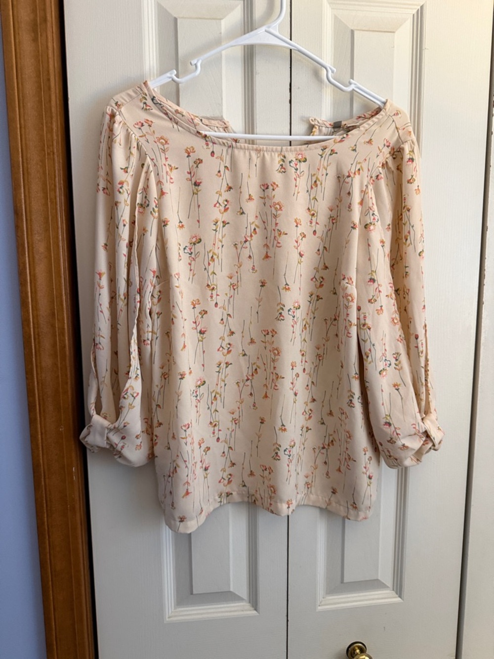LC Lauren Conrad Cream Floral Off-the-Shoulder Blouse